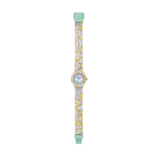Orologio bimbi Hip Hop silicone con tessuto di fiori giallo MISURA UNICA