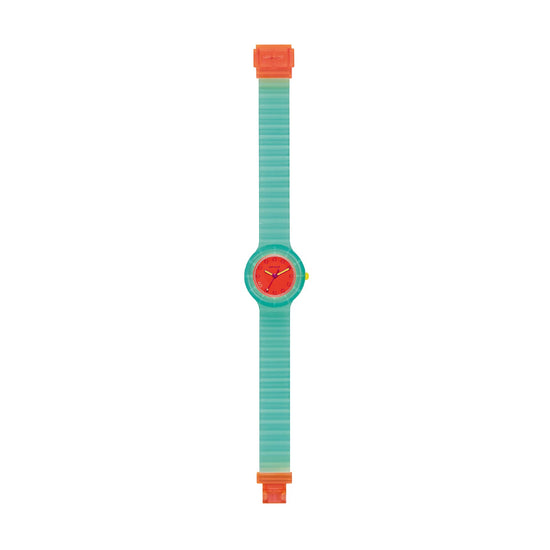 Orologio donna Hip Hop in silicone verde quadrante rosso MISURA UNICA