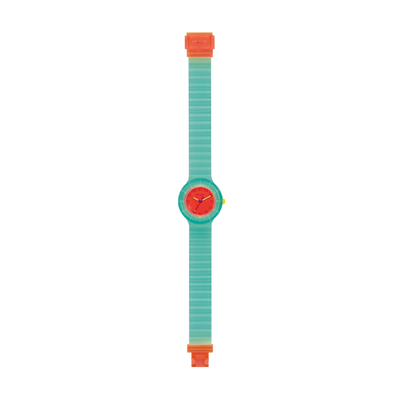Orologio donna Hip Hop in silicone verde quadrante rosso MISURA UNICA