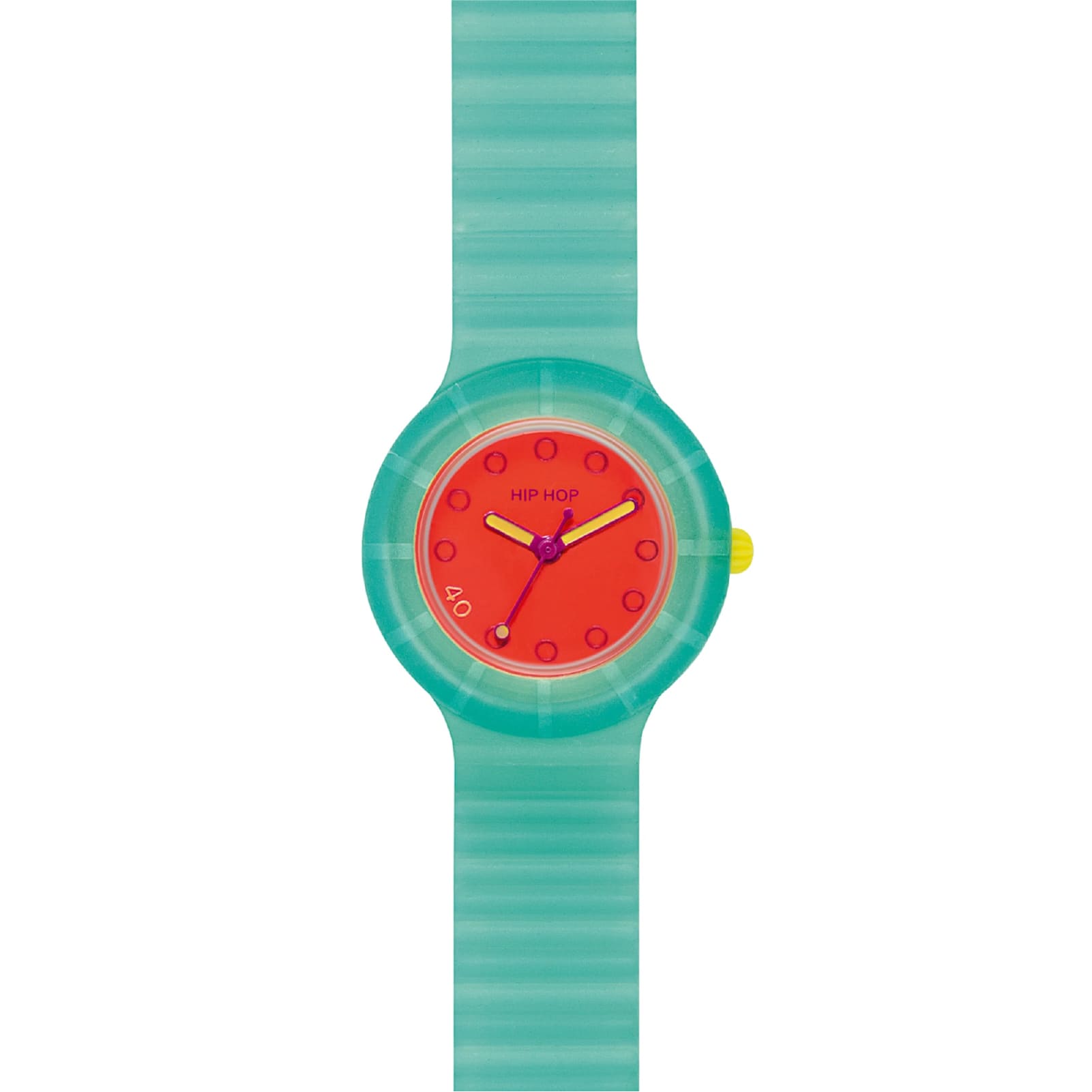 Orologio donna Hip Hop in silicone verde quadrante rosso MISURA UNICA