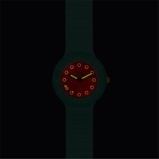 Orologio donna Hip Hop in silicone verde quadrante rosso MISURA UNICA