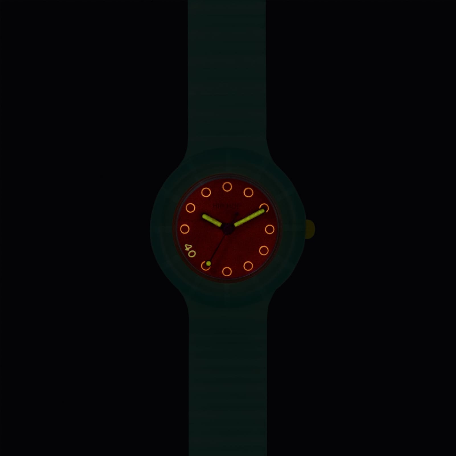 Orologio donna Hip Hop in silicone verde quadrante rosso MISURA UNICA