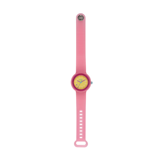 Orologio donna Hip Hop in silicone rosa quadrante giallo MISURA UNICA