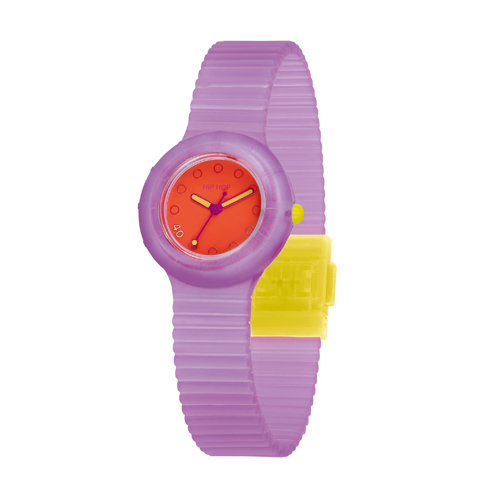 Orologio donna Hip Hop in silicone viola quadrante rosso MISURA UNICA