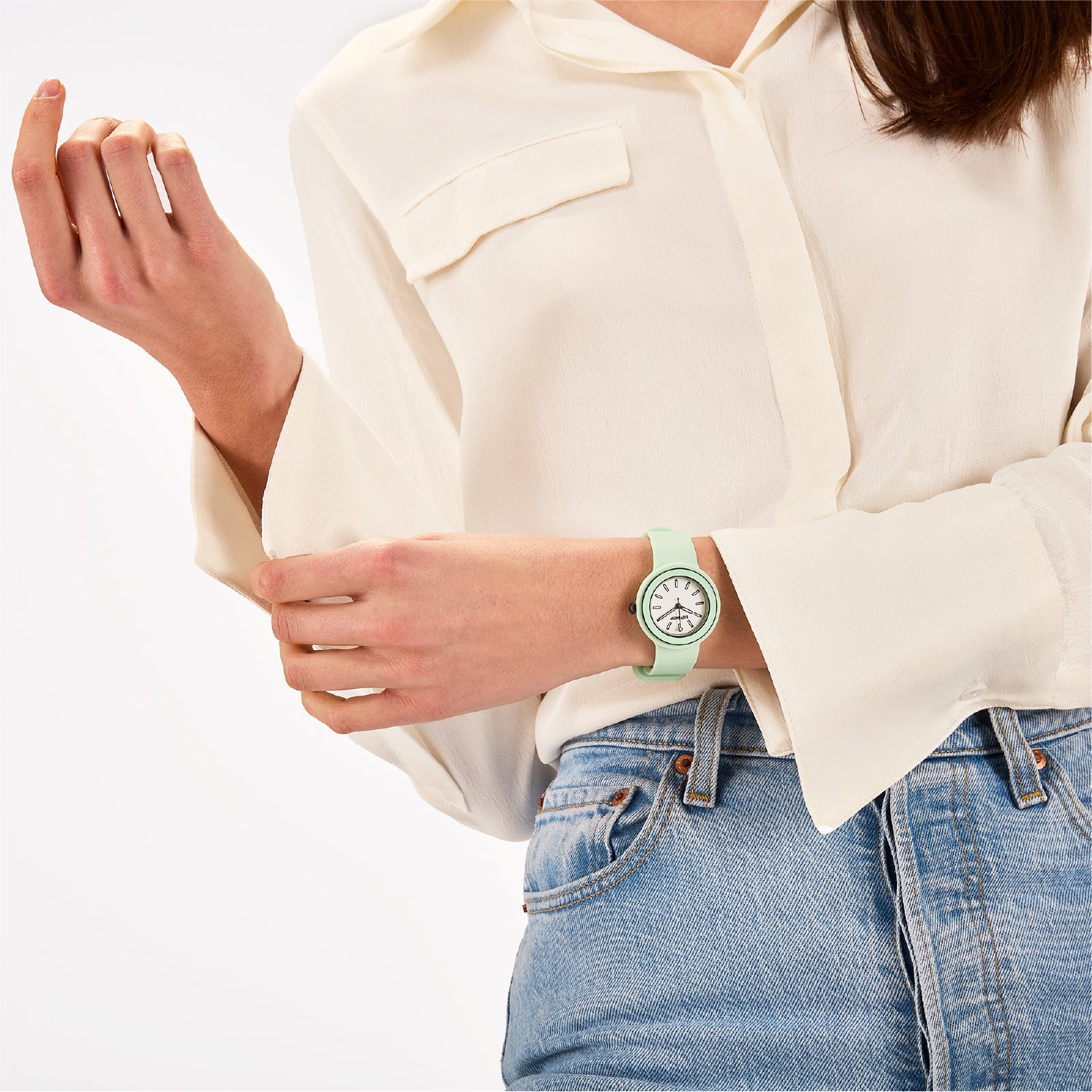 Orologio da donna Hip Hop in silicone di colore verde MISURA UNICA