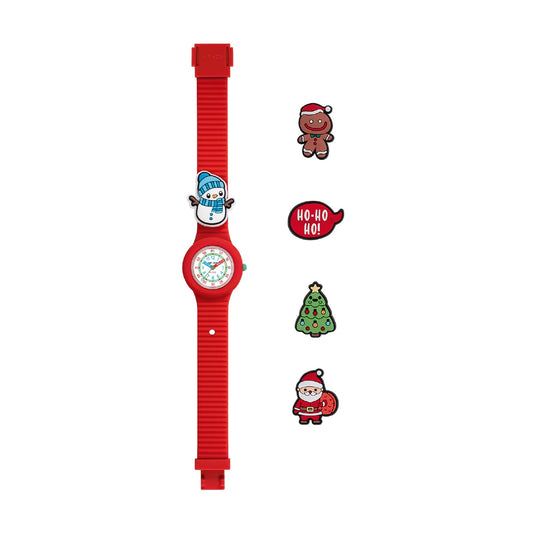 Orologio solo tempo Hip Hop con cinturino in silicone rosso MISURA UNICA