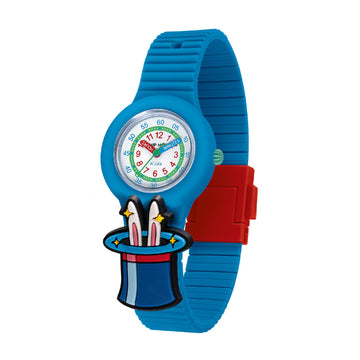 Orologio solo tempo Hip Hop con cinturino in silicone blu MISURA UNICA