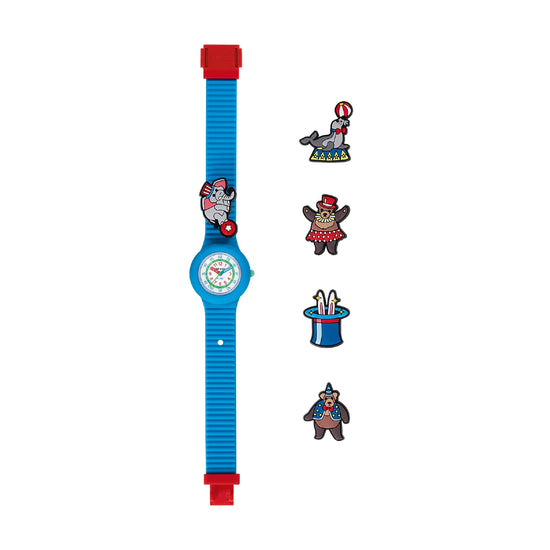 Orologio solo tempo Hip Hop con cinturino in silicone blu MISURA UNICA
