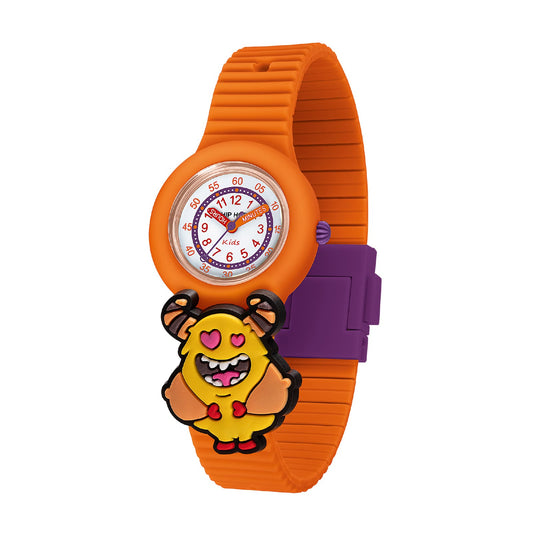 Orologio solo tempo Hip Hop cinturino in silicone arancione MISURA UNICA