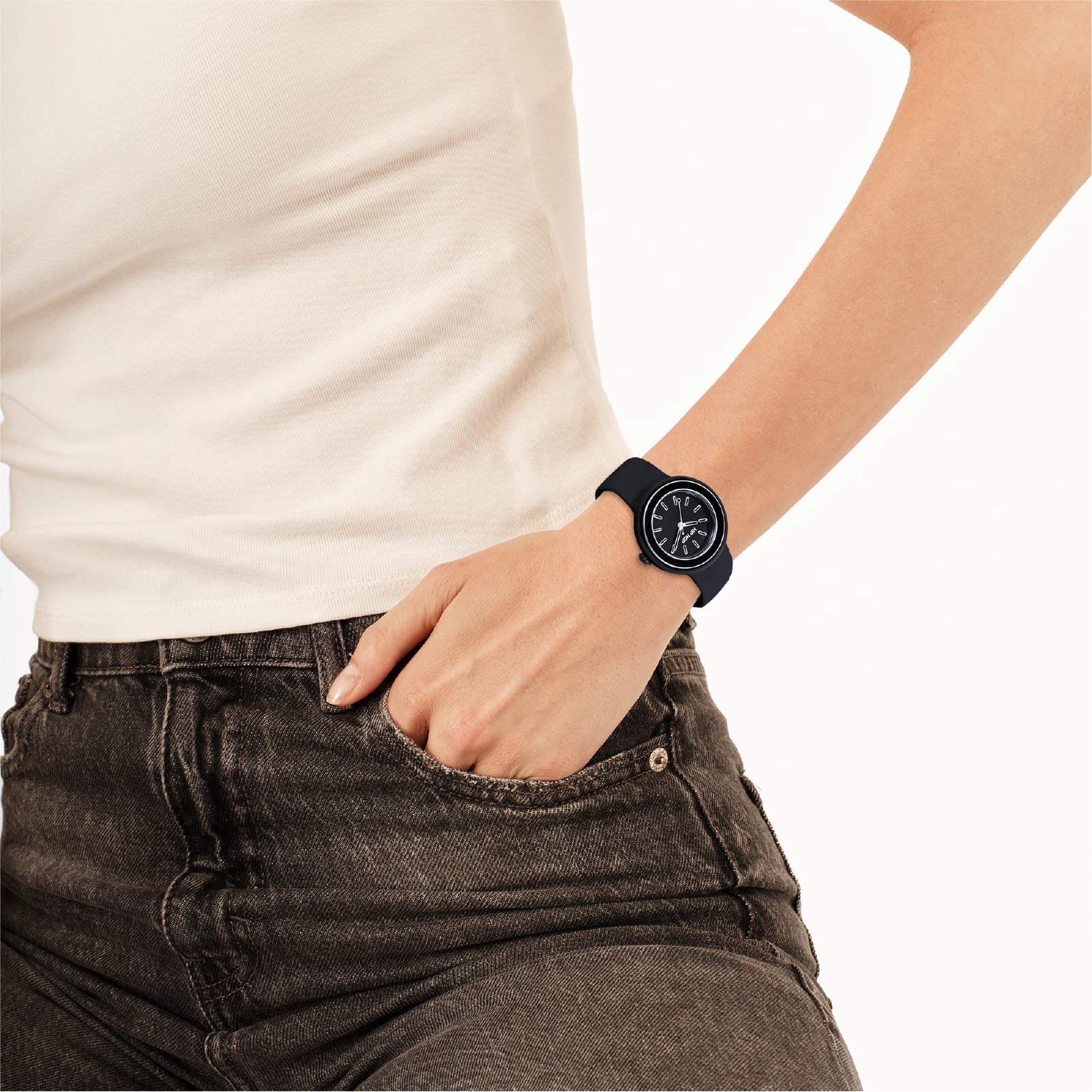 Orologio solo tempo Hip Hop Hero.Dot cinturino silicone nero MISURA UNICA