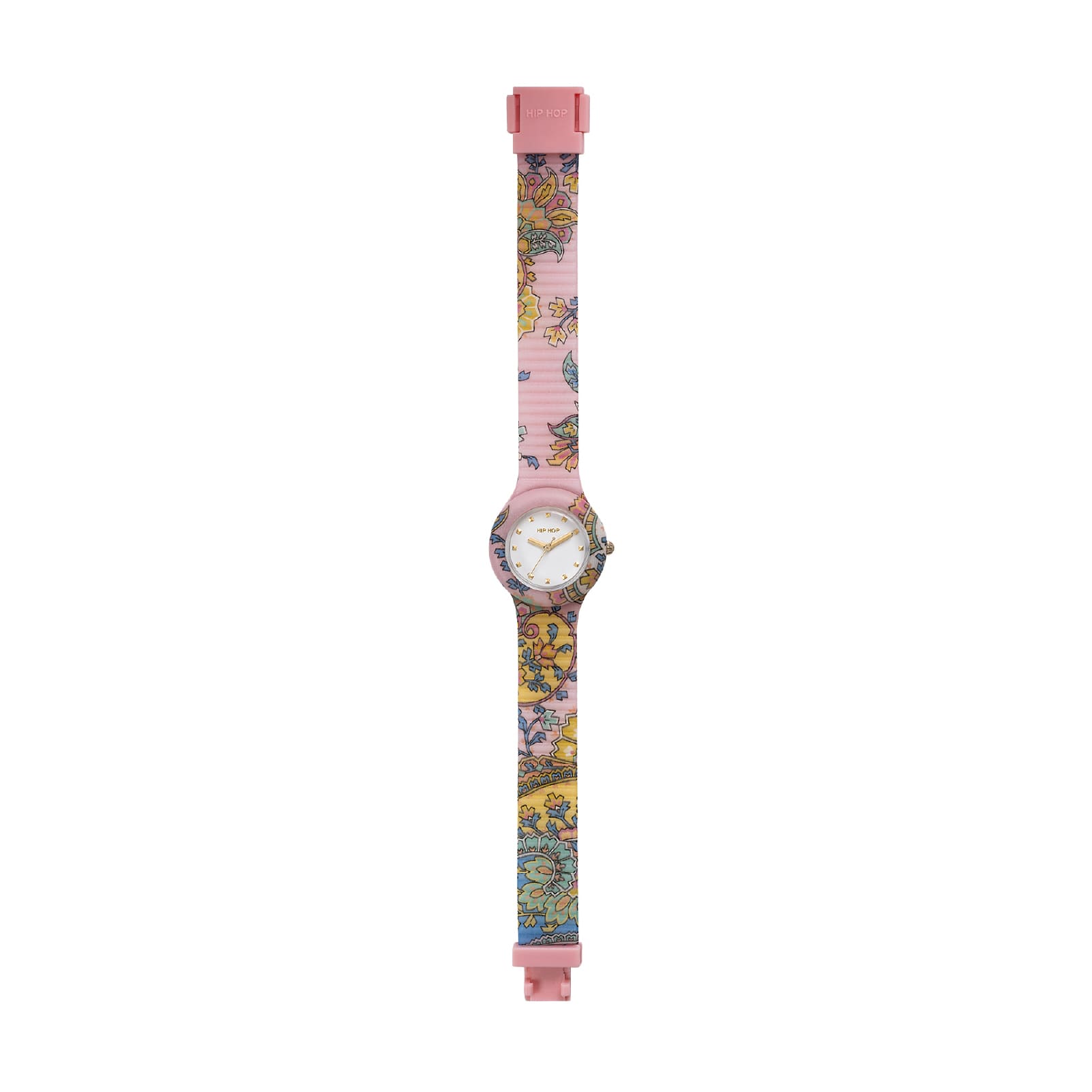 Orologio solo tempo Hip Hop Paisley con cinturino rosa MISURA UNICA