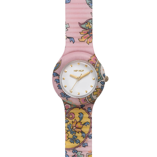 Orologio solo tempo Hip Hop Paisley con cinturino rosa MISURA UNICA