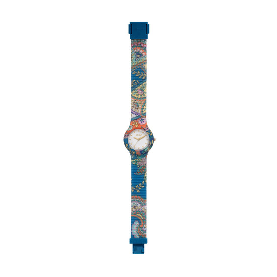 Orologio solo tempo Hip Hop Paisley con cinturino blu MISURA UNICA