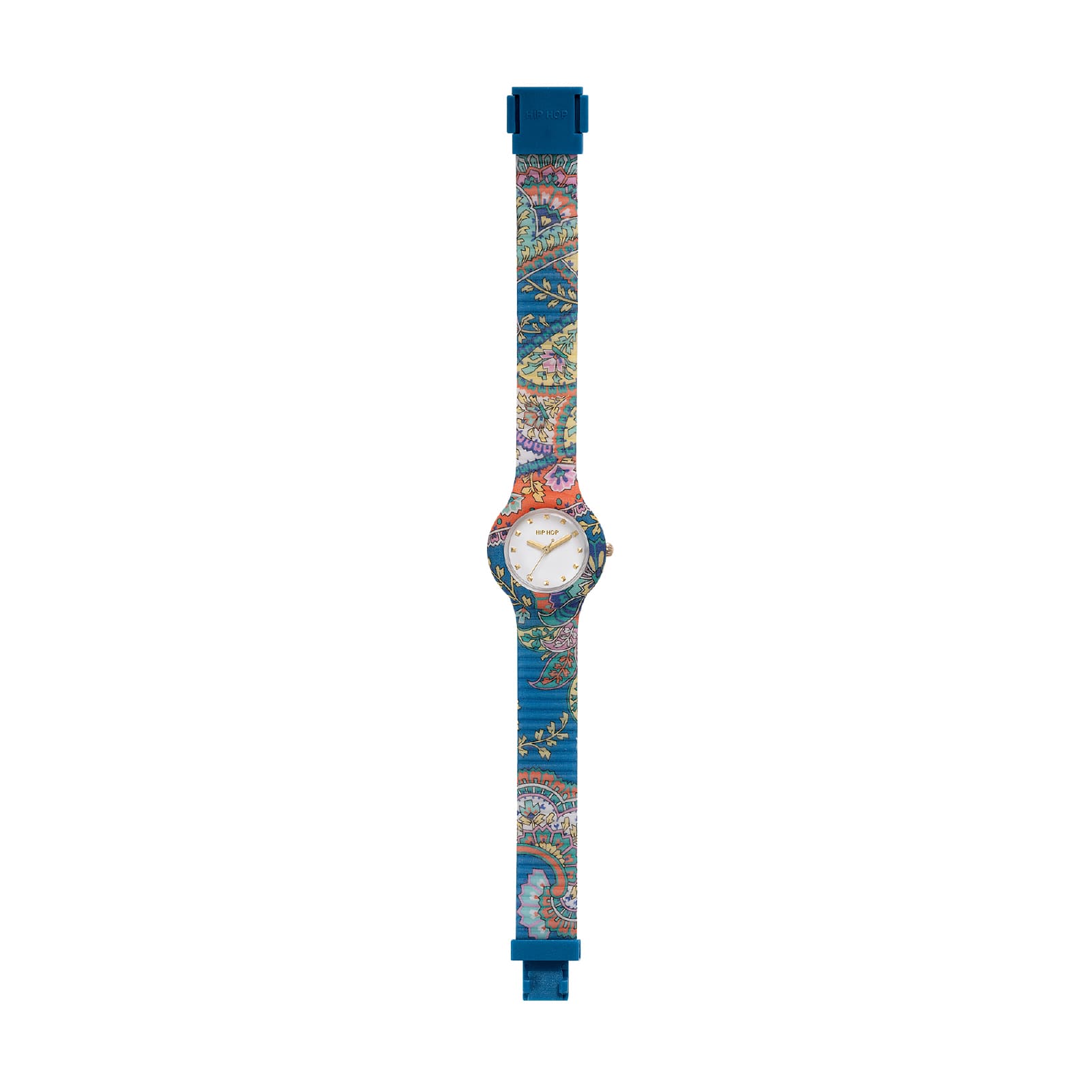 Orologio solo tempo Hip Hop Paisley con cinturino blu MISURA UNICA