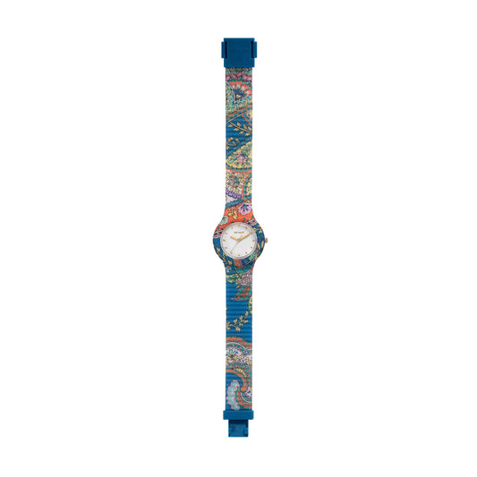 Orologio solo tempo Hip Hop Paisley con cinturino blu MISURA UNICA