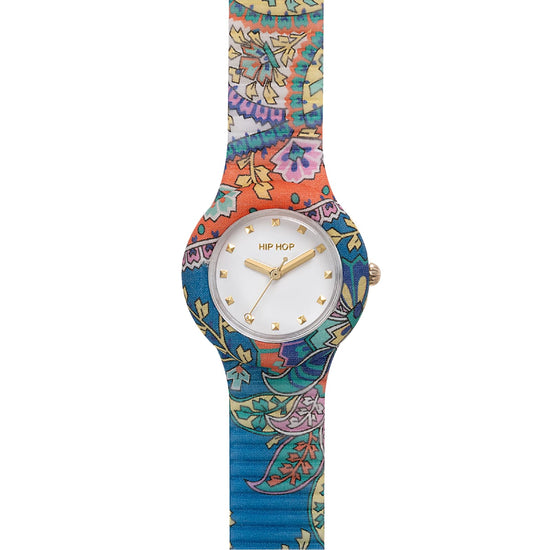 Orologio solo tempo Hip Hop Paisley con cinturino blu MISURA UNICA