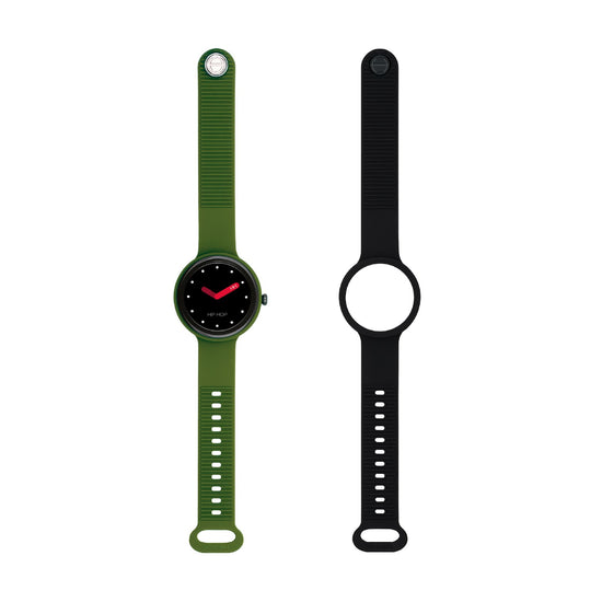 Orologio Hip Hop Hero Next in silicone verde e nero MISURA UNICA