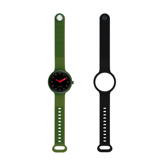 Orologio Hip Hop Hero Next in silicone verde e nero MISURA UNICA