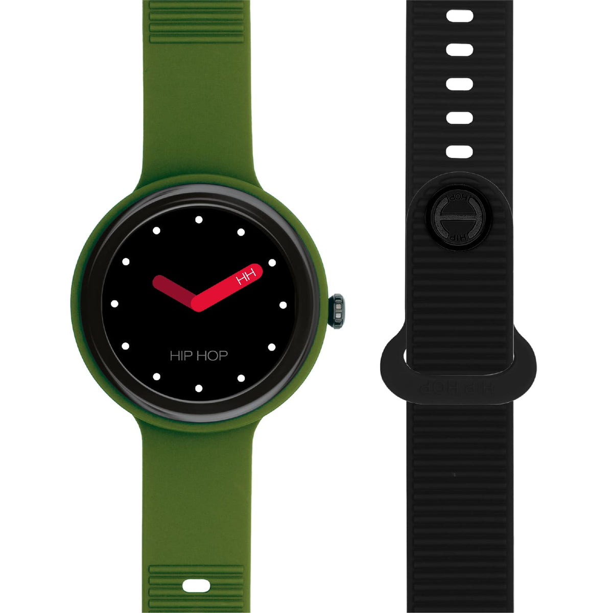 Orologio Hip Hop Hero Next in silicone verde e nero MISURA UNICA