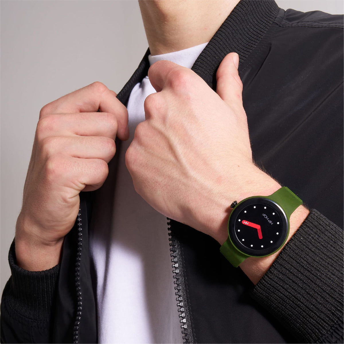 Orologio Hip Hop Hero Next in silicone verde e nero MISURA UNICA