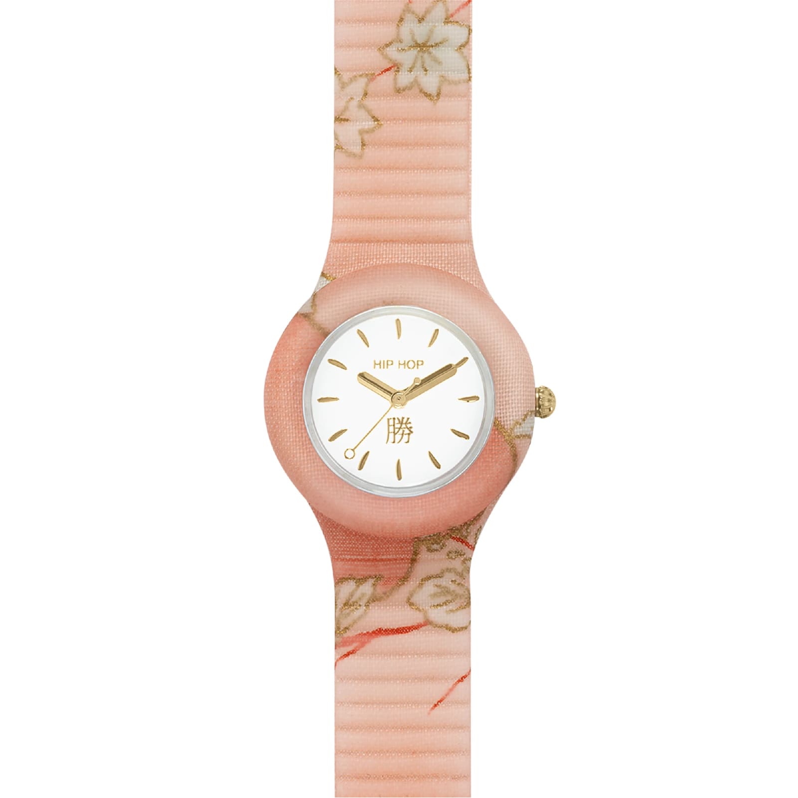 Orologio solo tempo Hip Hop Omamori Fortuna verde con fiori MISURA UNICA