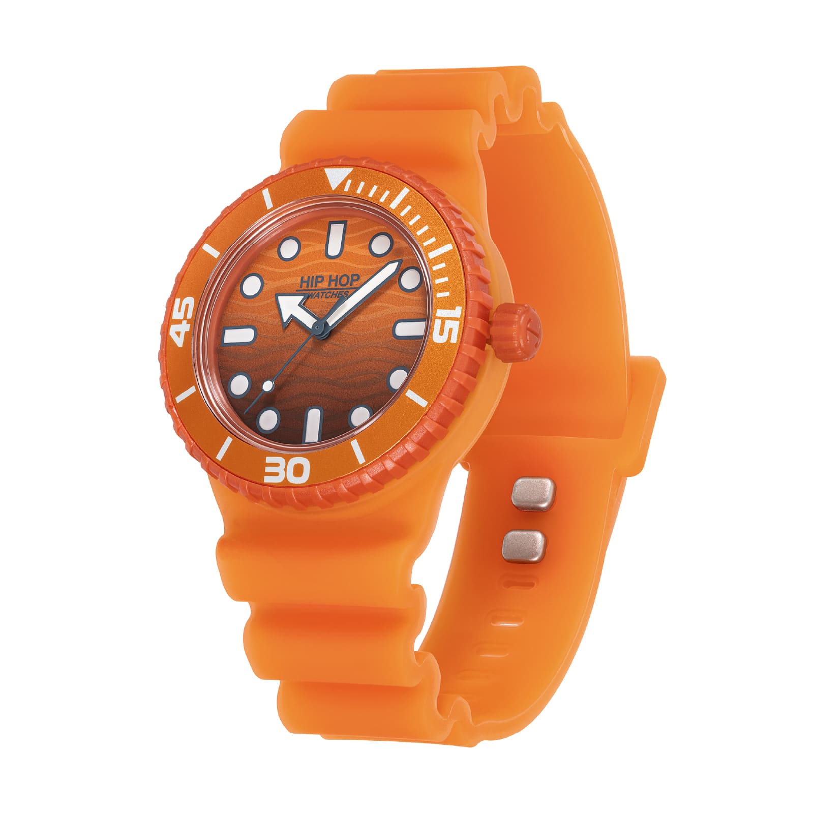 Orologio solo tempo Hip Hop Master verde e arancione 41mm uomo MISURA UNICA
