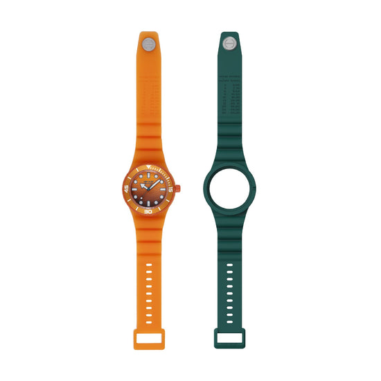 Orologio solo tempo Hip Hop Master verde e arancione 41mm uomo MISURA UNICA