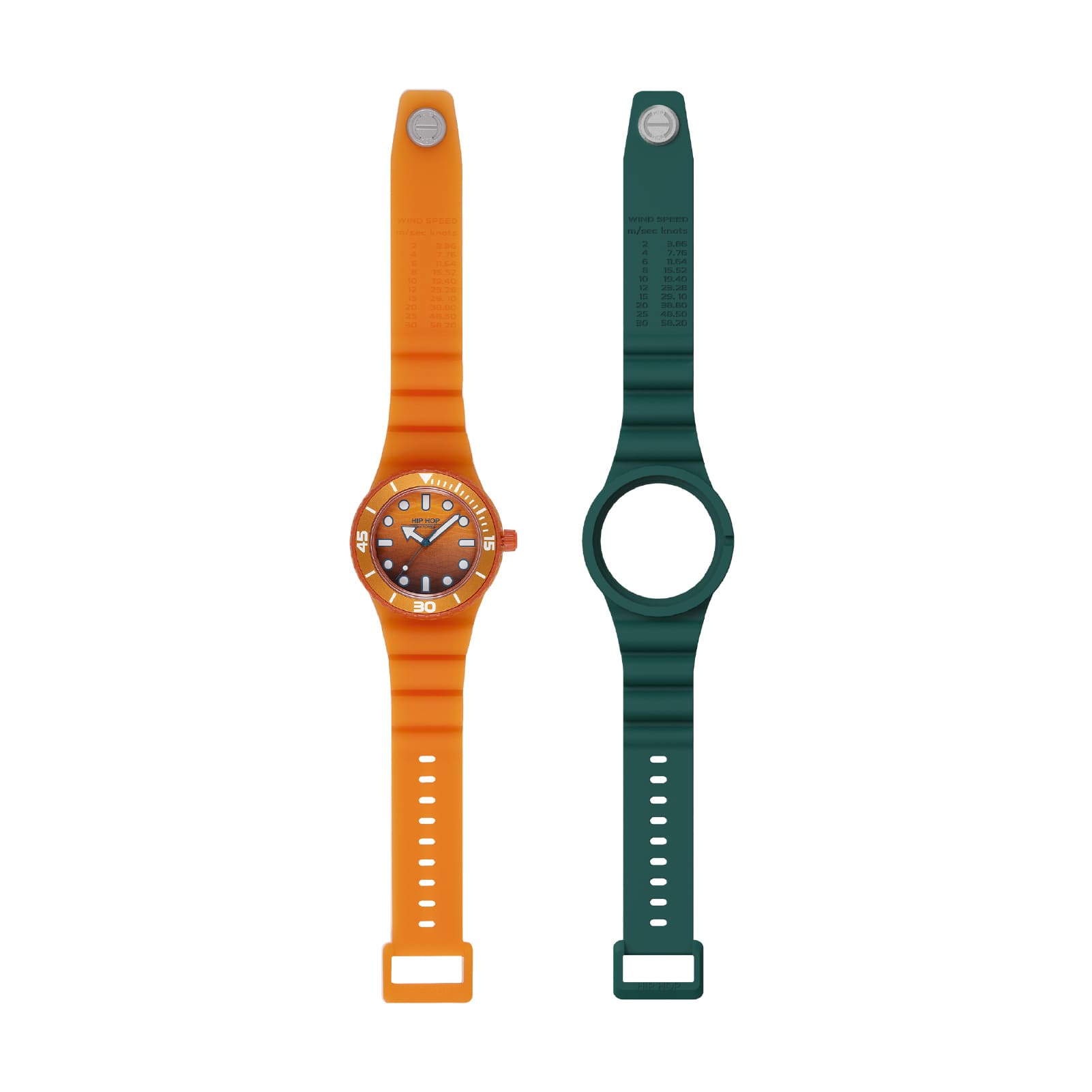 Orologio solo tempo Hip Hop Master verde e arancione 41mm uomo MISURA UNICA