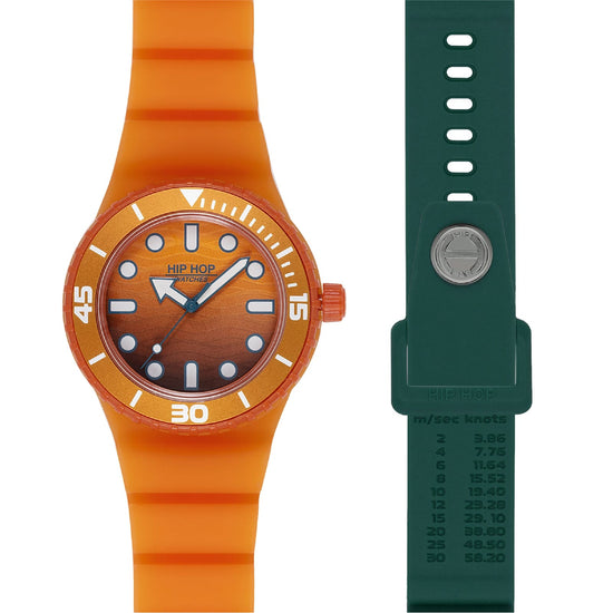 Orologio solo tempo Hip Hop Master verde e arancione 41mm uomo MISURA UNICA