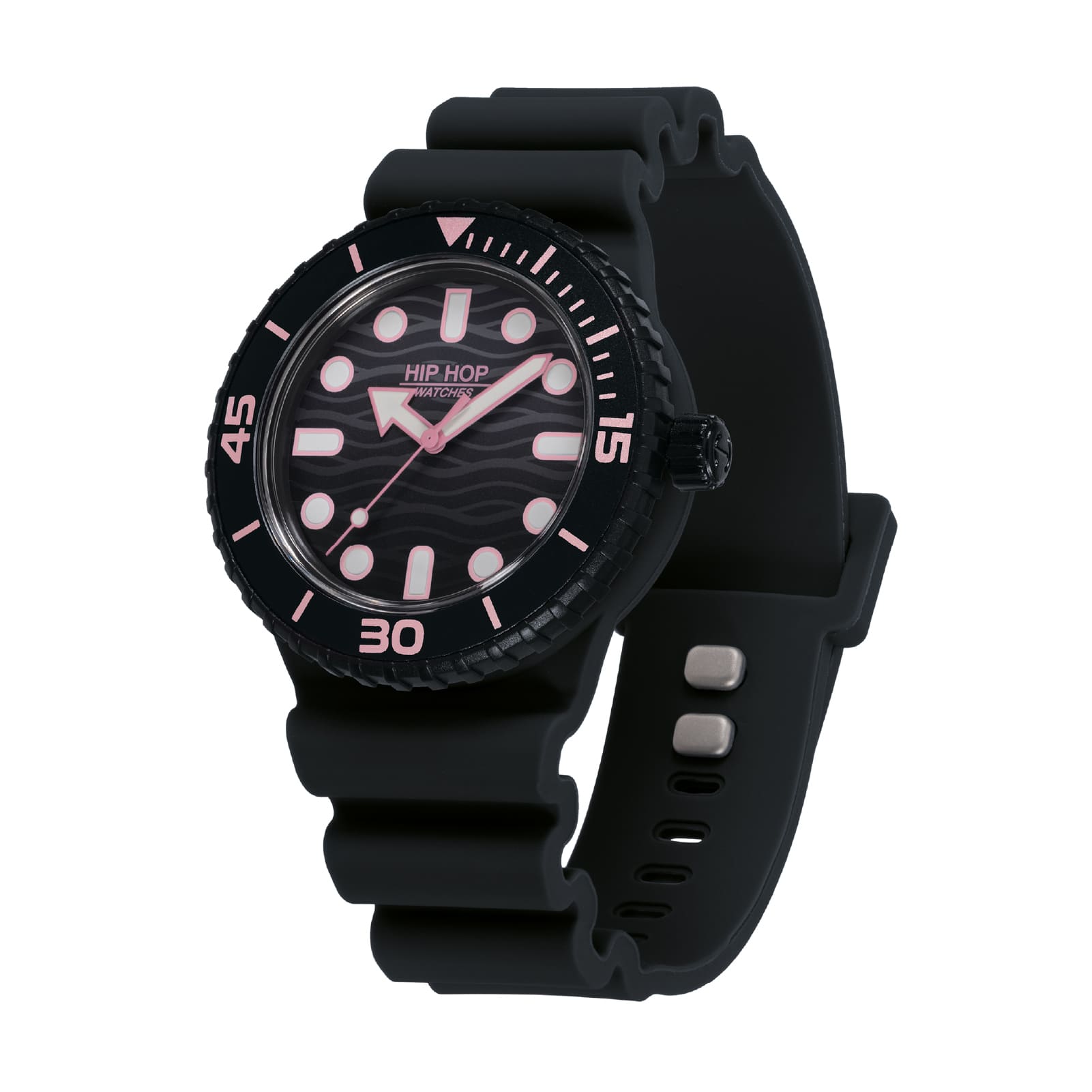 Orologio solo tempo Hip Hop Master nero e rosa 41mm unisex MISURA UNICA