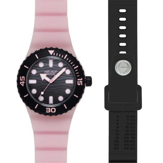 Orologio solo tempo Hip Hop Master nero e rosa 41mm unisex MISURA UNICA