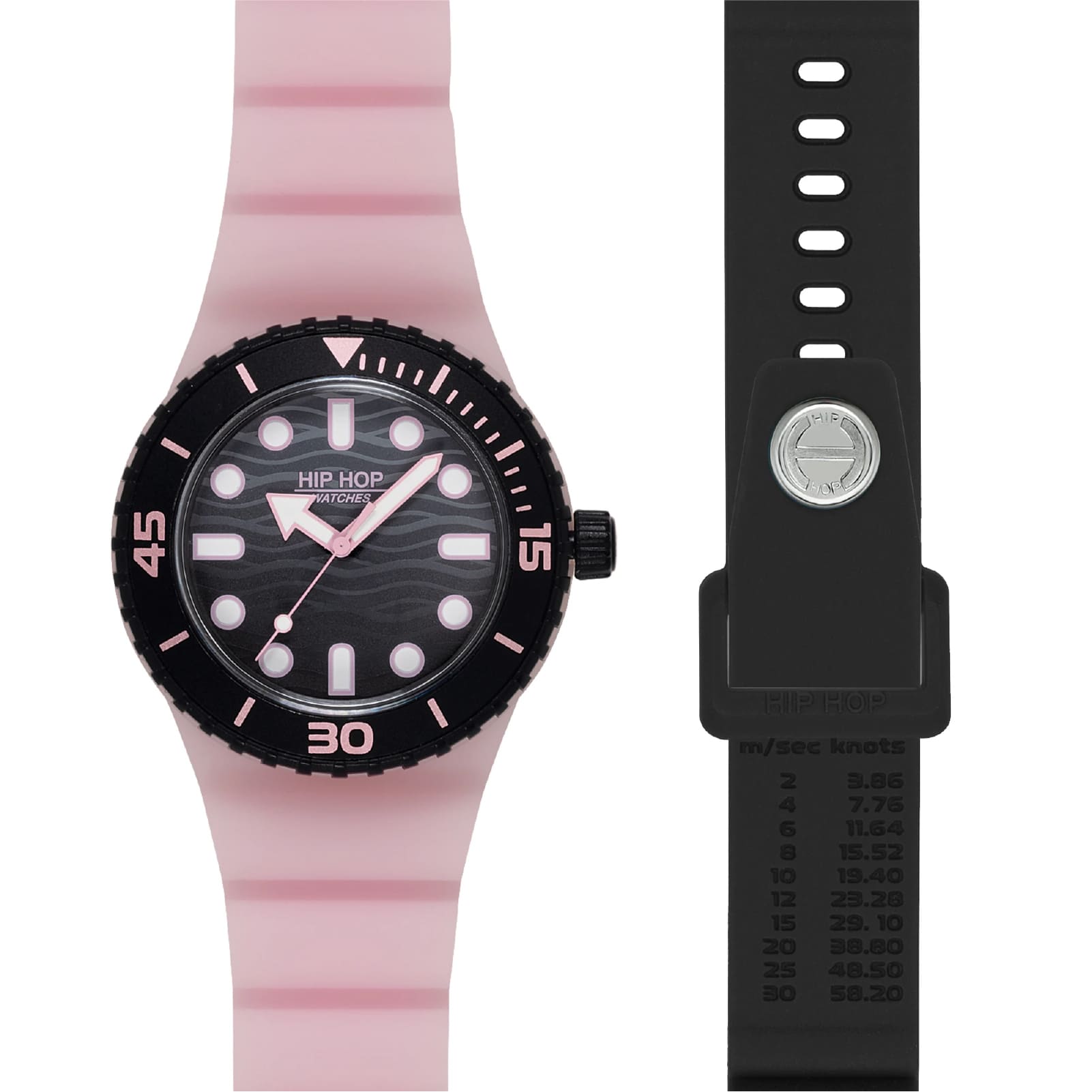 Orologio solo tempo Hip Hop Master nero e rosa 41mm unisex MISURA UNICA
