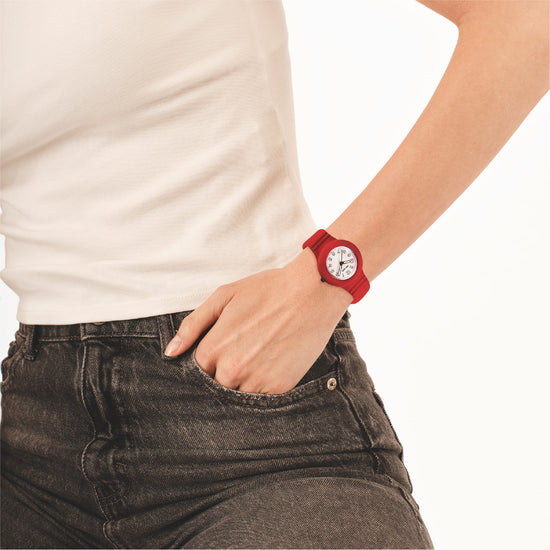 Orologio Hip Hop Numbers Collection 32 mm in silicone rosso MISURA UNICA