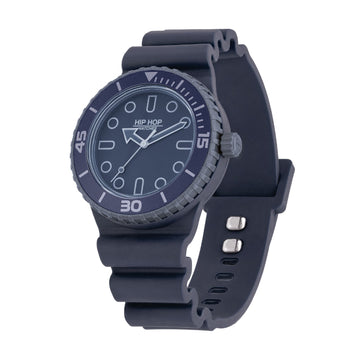 Orologio solo tempo Hip Hop Master in silicone blu e ghiaccio MISURA UNICA
