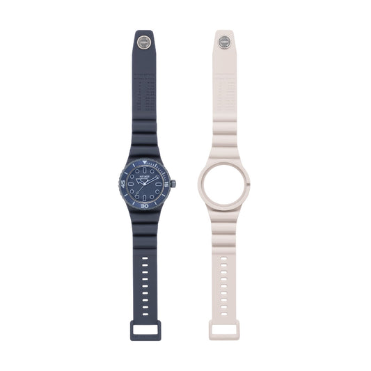 Orologio solo tempo Hip Hop Master in silicone blu e ghiaccio MISURA UNICA