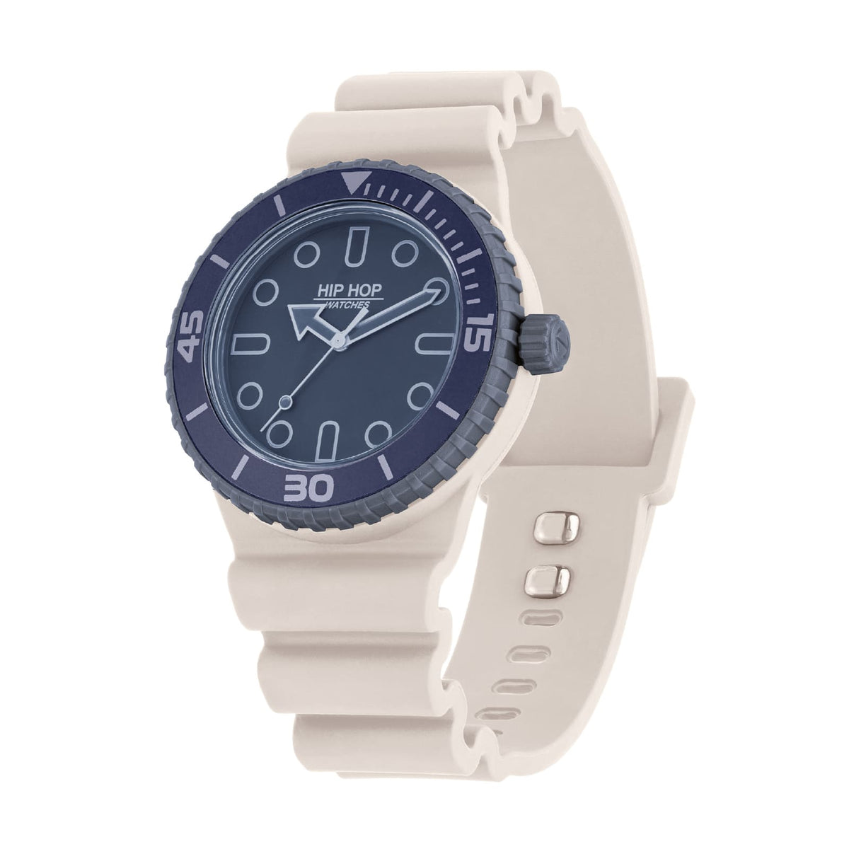Orologio solo tempo Hip Hop Master in silicone blu e ghiaccio MISURA UNICA