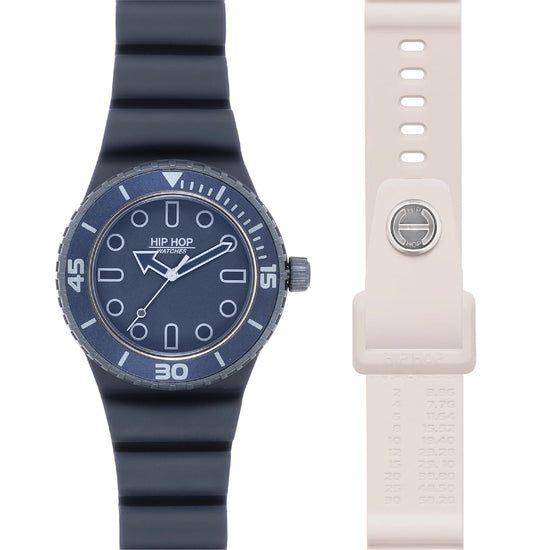 Orologio solo tempo Hip Hop Master in silicone blu e ghiaccio MISURA UNICA