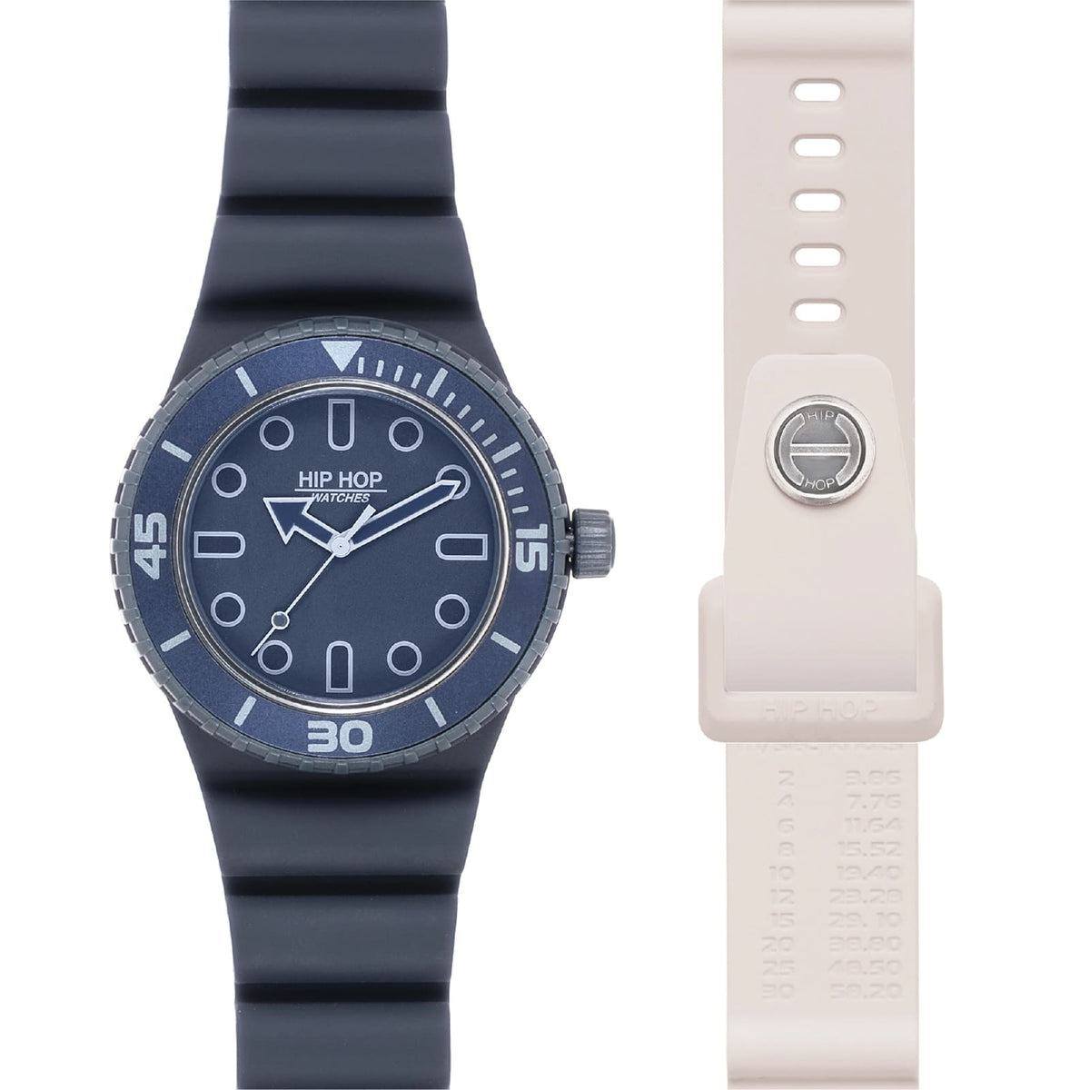 Orologio solo tempo Hip Hop Master in silicone blu e ghiaccio MISURA UNICA