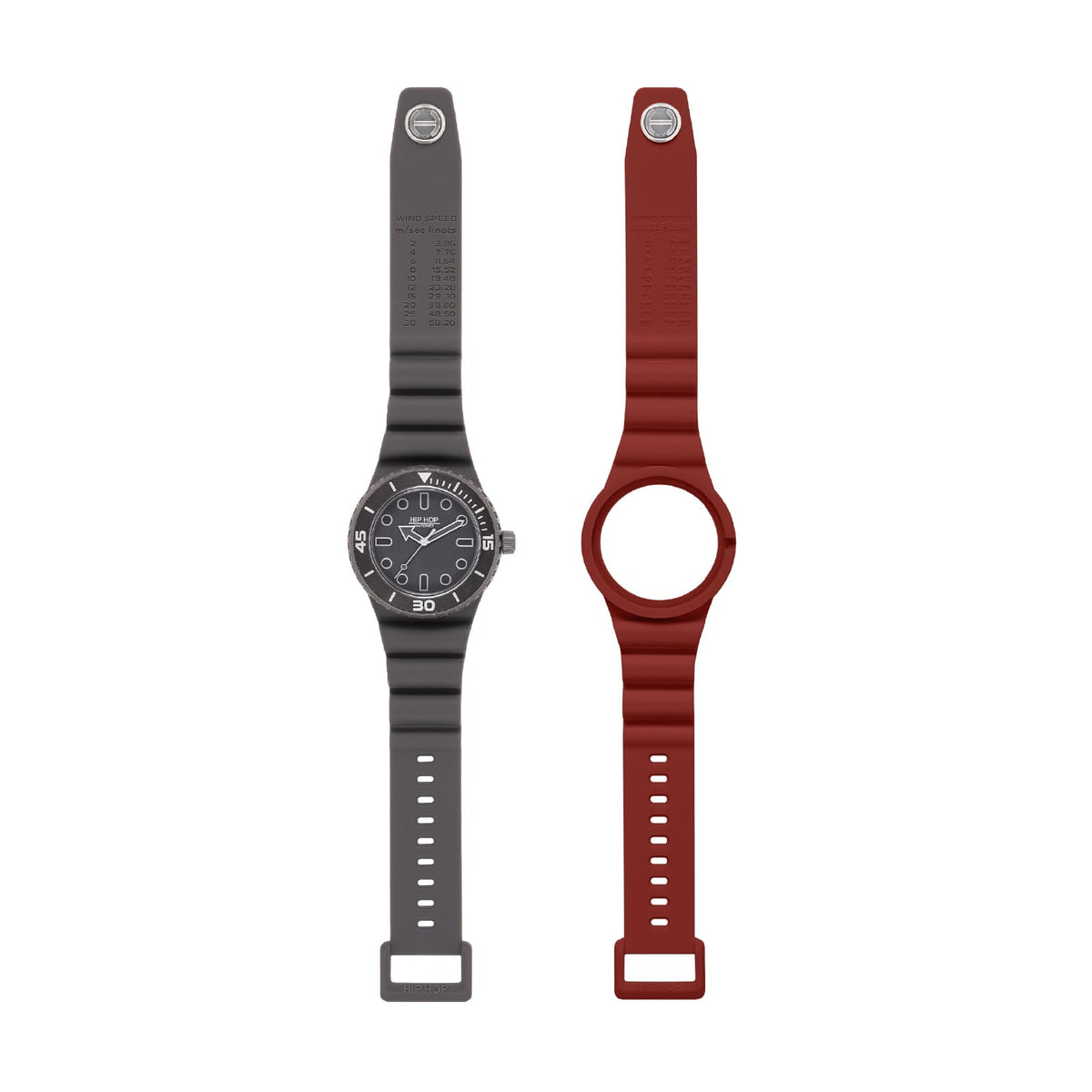 Orologio solo tempo Hip Hop Master in silicone grigio bordeaux MISURA UNICA