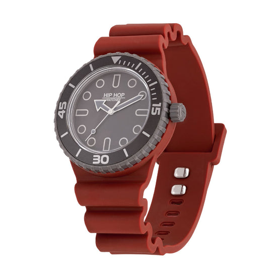 Orologio solo tempo Hip Hop Master in silicone grigio bordeaux MISURA UNICA