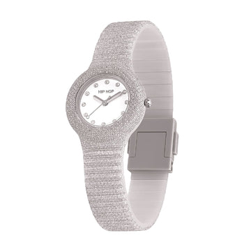 Orologio solo tempo Hip Hop Shimmer Crush in silicone argento MISURA UNICA