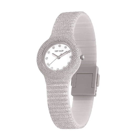 Orologio solo tempo Hip Hop Shimmer Crush in silicone argento MISURA UNICA