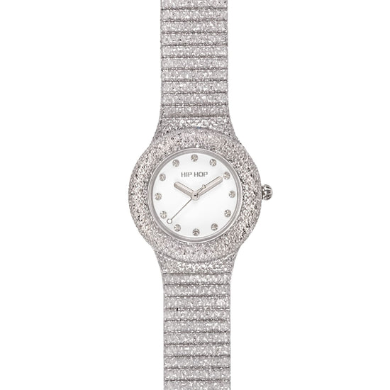 Orologio solo tempo Hip Hop Shimmer Crush in silicone argento MISURA UNICA