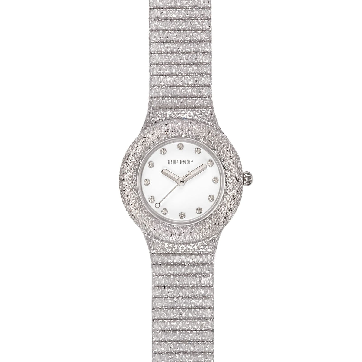 Orologio solo tempo Hip Hop Shimmer Crush in silicone argento MISURA UNICA