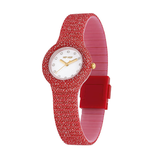 Orologio solo tempo Hip Hop Shimmer Crush in silicone rosso MISURA UNICA