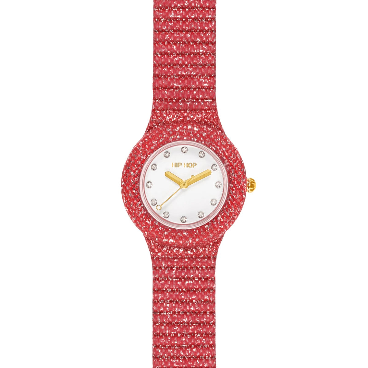 Orologio solo tempo Hip Hop Shimmer Crush in silicone rosso MISURA UNICA