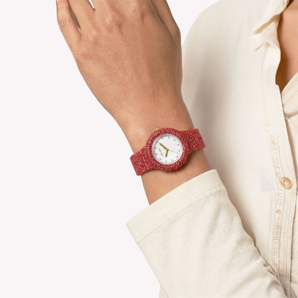 Orologio solo tempo Hip Hop Shimmer Crush in silicone rosso MISURA UNICA