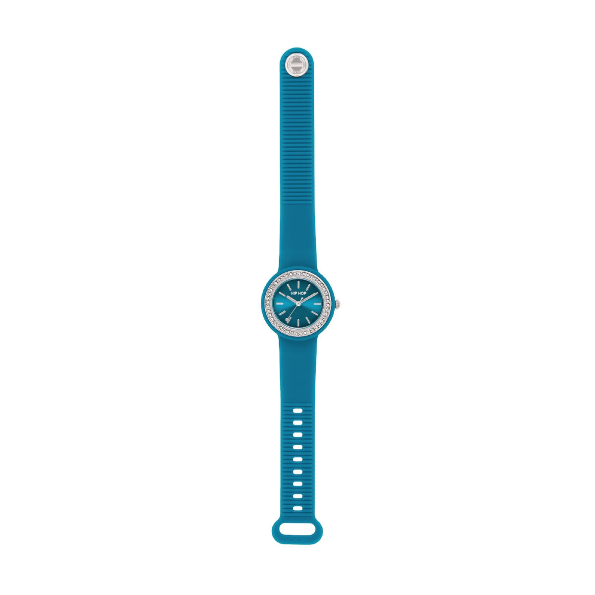 Orologio Hip Hop Hero Dot Bezel in silicone blu e cristalli MISURA UNICA