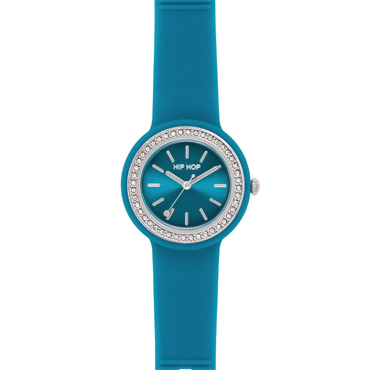 Orologio Hip Hop Hero Dot Bezel in silicone blu e cristalli MISURA UNICA