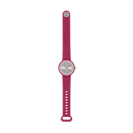 Orologio Hip Hop Hero Dot Bezel in silicone lampone cristalli MISURA UNICA